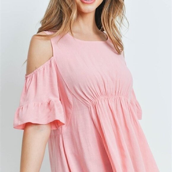 Pink Top Tunic Cold Shoulder - Picture 6 of 6